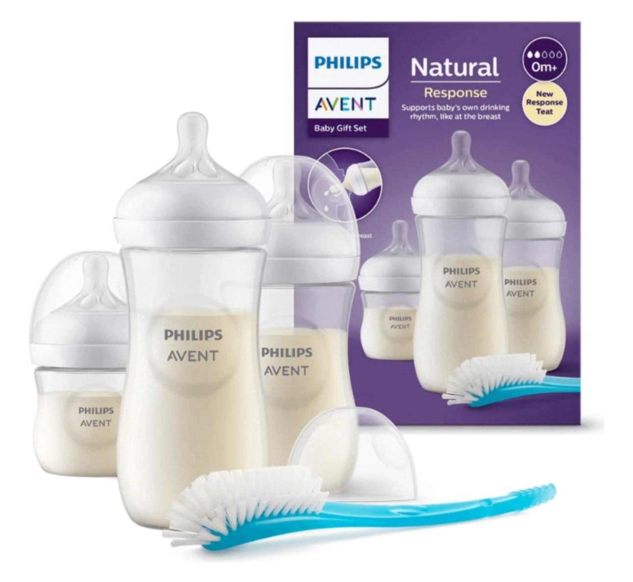 Set De 3 Mamaderas 125ml-260ml- 330ml Con Cepillo Avent