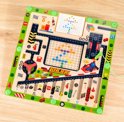 Tablero De Encaje Y Puzzle Magnetico Autos Juego Didactico