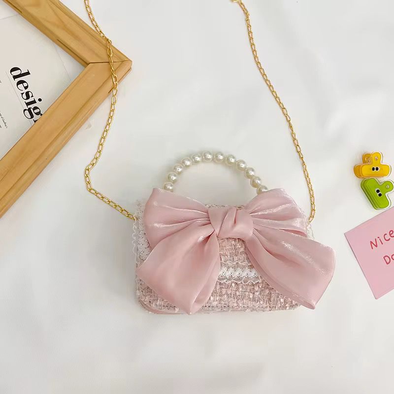 Cartera Bolso Lazo Rosado Para Niñas
