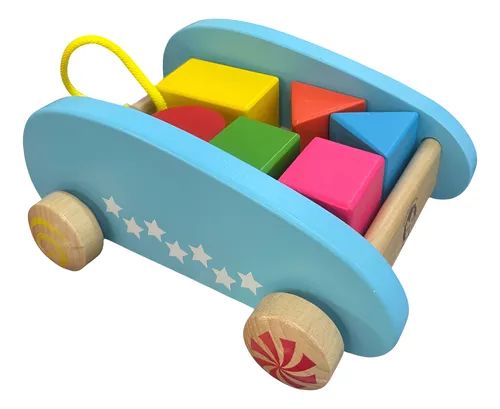 Juego De Arrastre Con Bloques Madera Multicolor