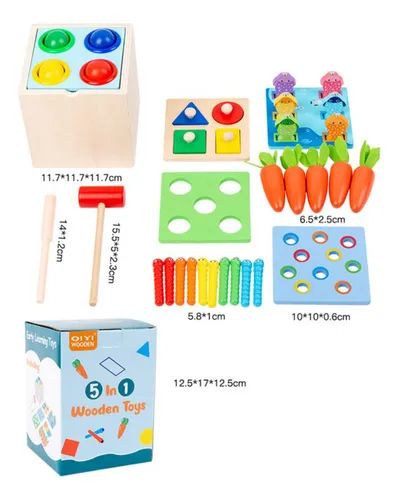 Juego De Encaje- Pesca-pegatopo 5 En 1 Madera Niños