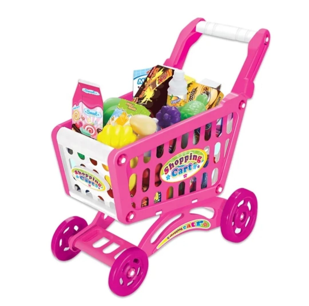 Juego Carrito Supermercado Para Niños Accesorios Juguetes Rosado