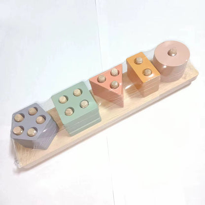 Juego De Encaje Madera Figuras Geometricas Colores Pastel