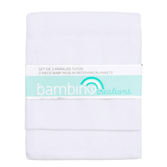 Set 3 Tutos Pañales Algodón Muselina Blanco
