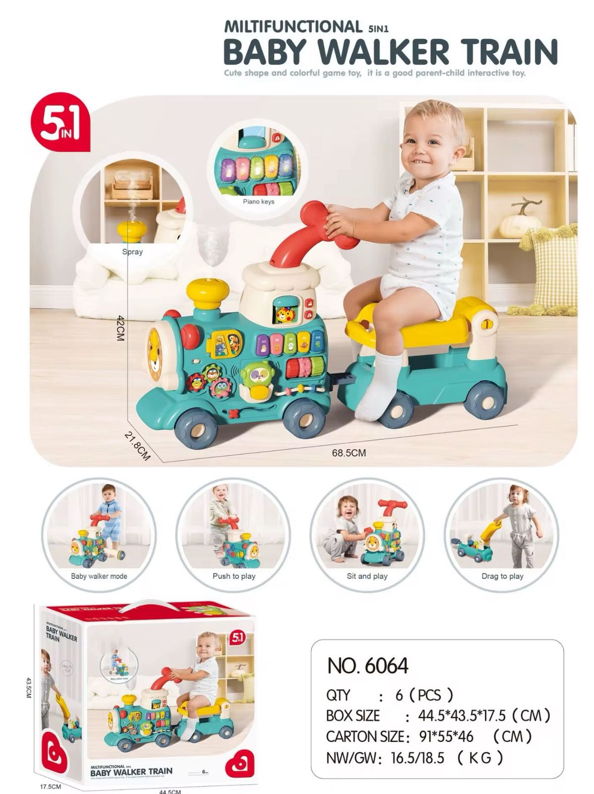 Caminadora Tren Bebé Corre Pasillo Primero Pasos Musical