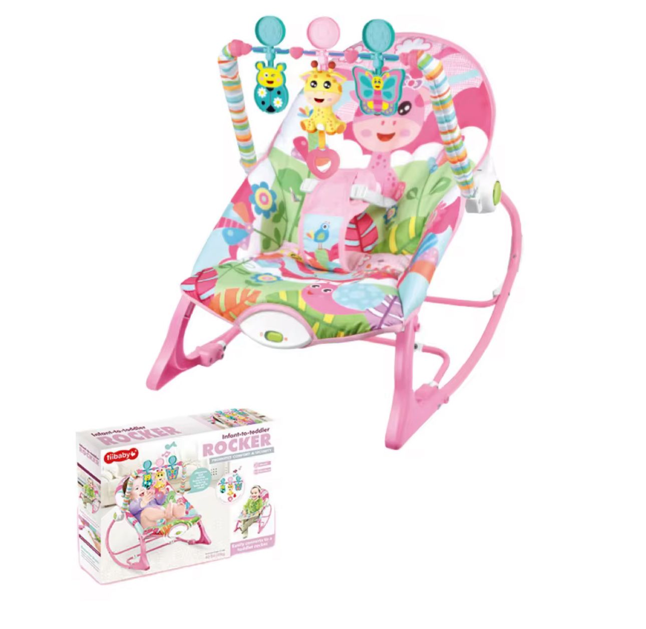 Mecedora Silla Musical 3 En 1 Para Bebés Y Niños Rosado