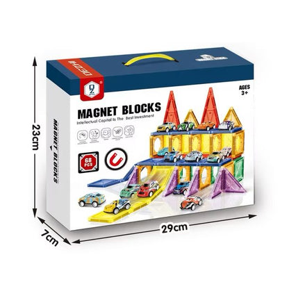 Juego De Bloques Magneticos Con Autos 68 Piezas