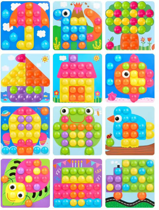 Puzzle De Botón Mosaico 12 Láminas Juego Didáctico