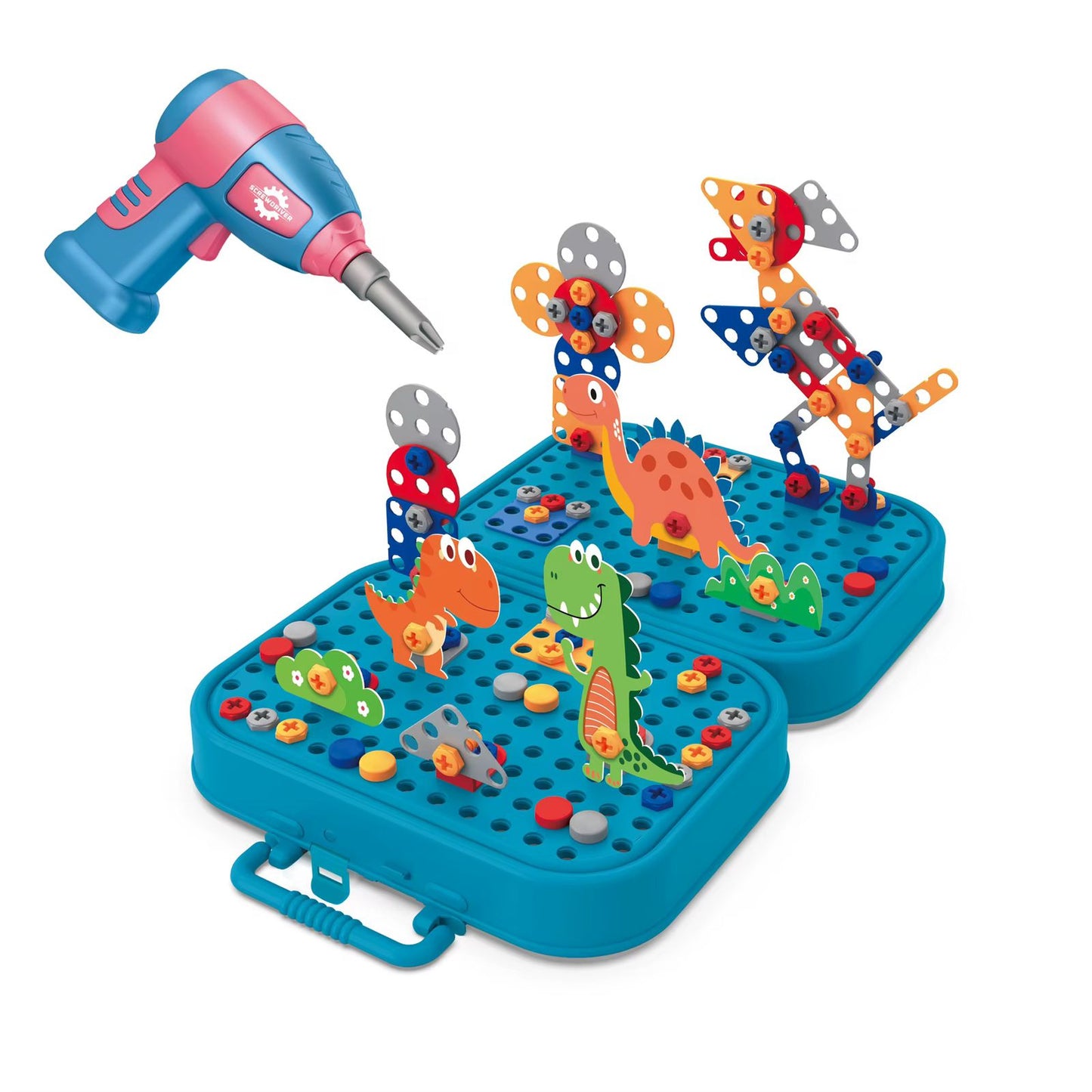 Juego Bloque De Construcción Con Taladro Eléctrico Dino