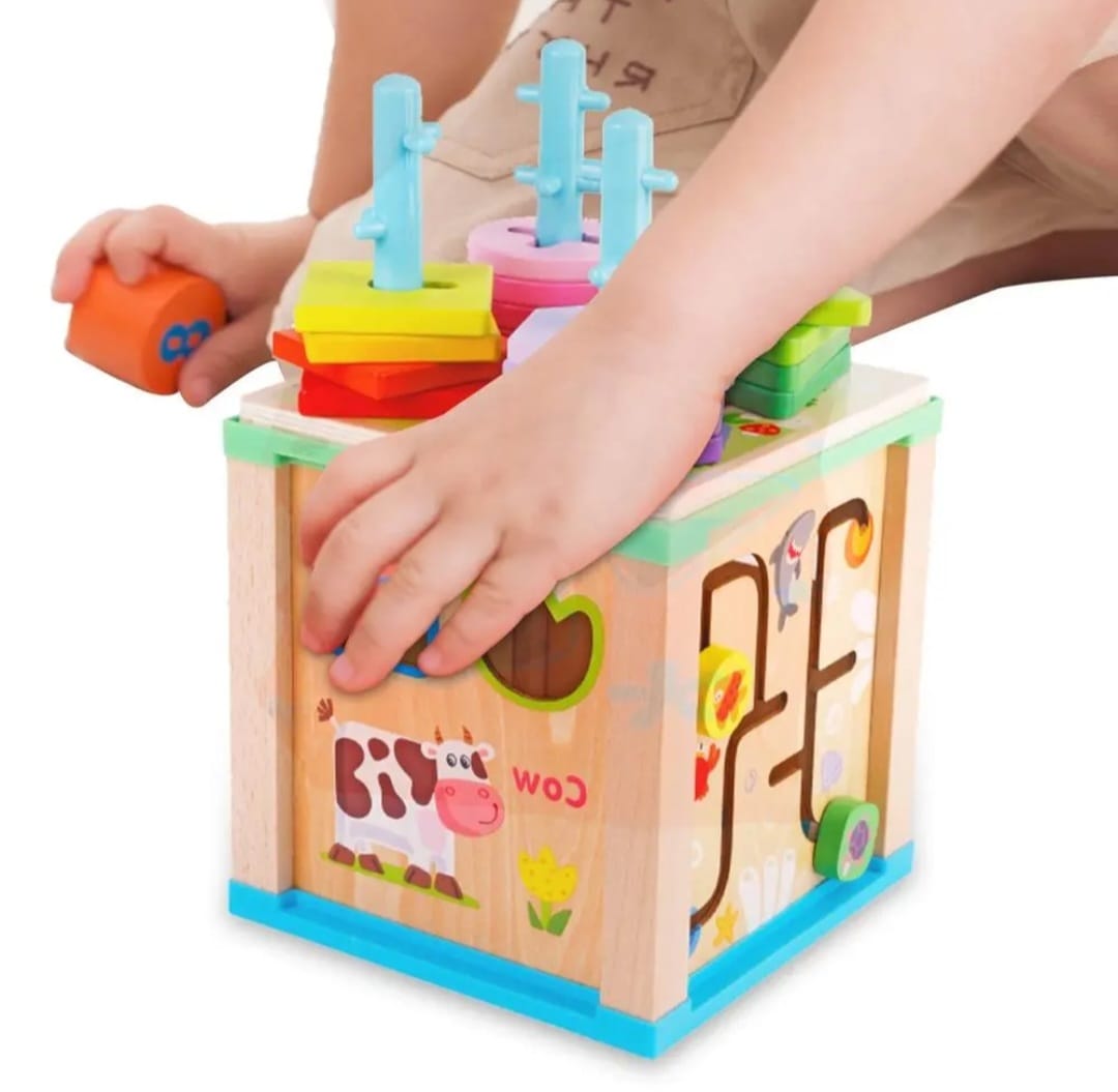 Cubo Didáctico Aprende De Madera Montessori Niños Infantil