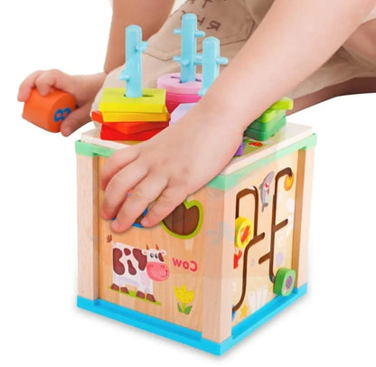 Cubo Didáctico Aprende De Madera Montessori Niños Infantil