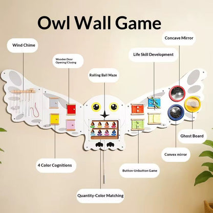 Juego Sensorial Madera Niño Panel Pared Buho Didáctico