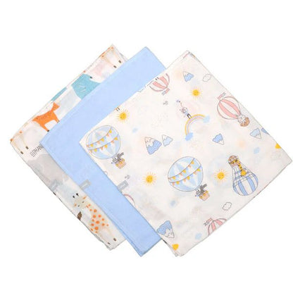 Pack 3 Tutos Infanti Algodón Muselina 75x75cm Celeste