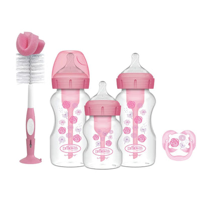 Set mamaderas Recién Nacido Boca Ancha Dr. Brown´s  Rosado