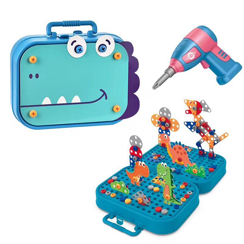 Juego Bloque De Construcción Con Taladro Eléctrico Dino