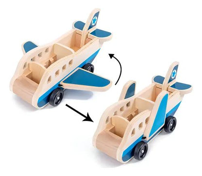 Juguete avion de madera didáctico con pasajeros y equipaje