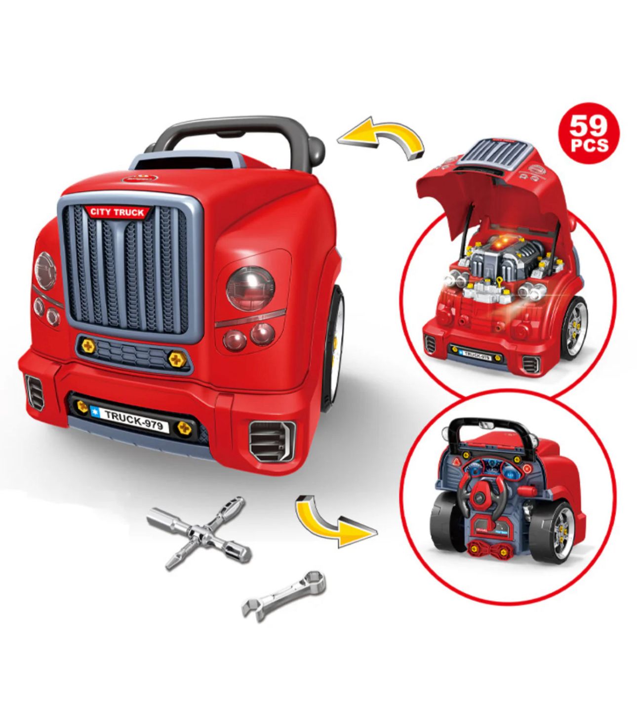 Juego Rol Mecánico Camión Rojo Armable Niños