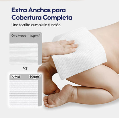 Pack Toallas Húmedas Premium Aiwibi 99,91%agua 4x40und