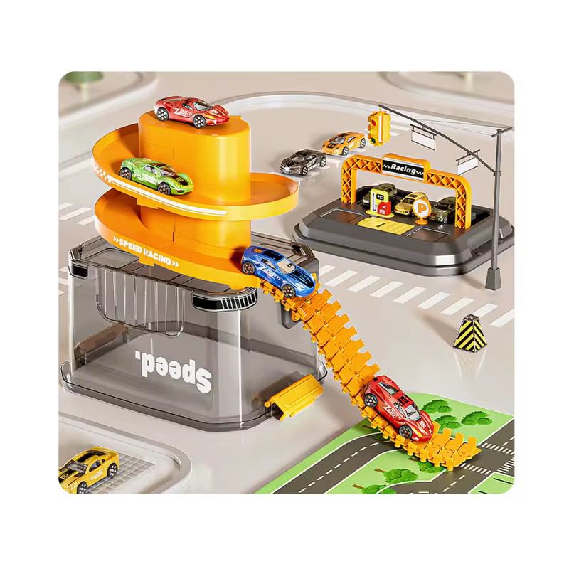 Pista Garage Con Maleta Y Autos Juguete