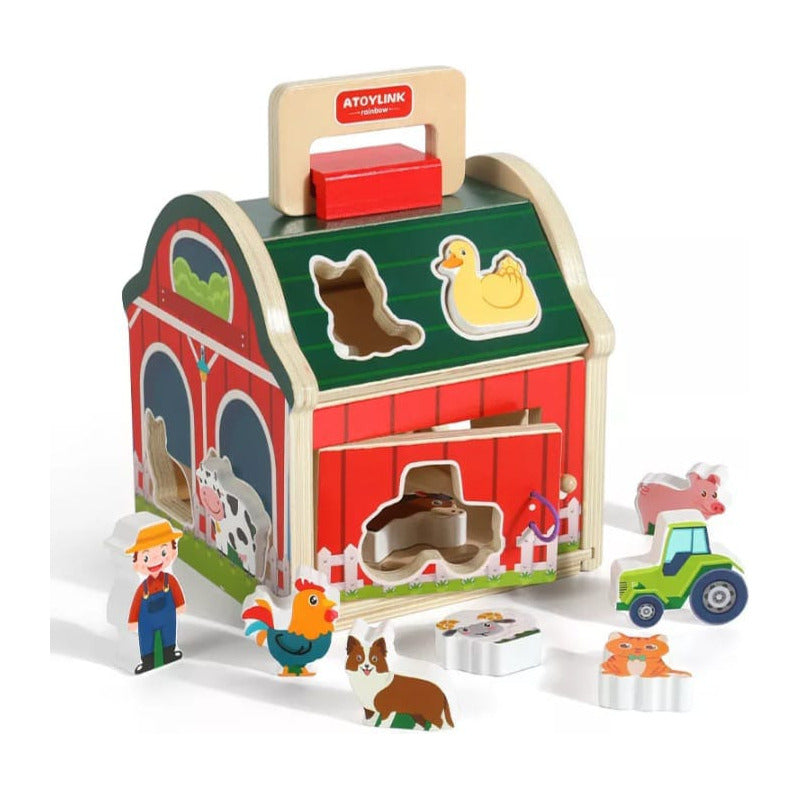 Juguete Encaje Granja Animales De Madera Didáctico Niños