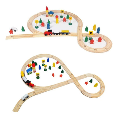 Pista De Tren Madera Juego Didáctico Niños
