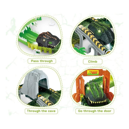 Pista Auto Dinosaurio Flexible Con Luz Led Juguete Niños Verde