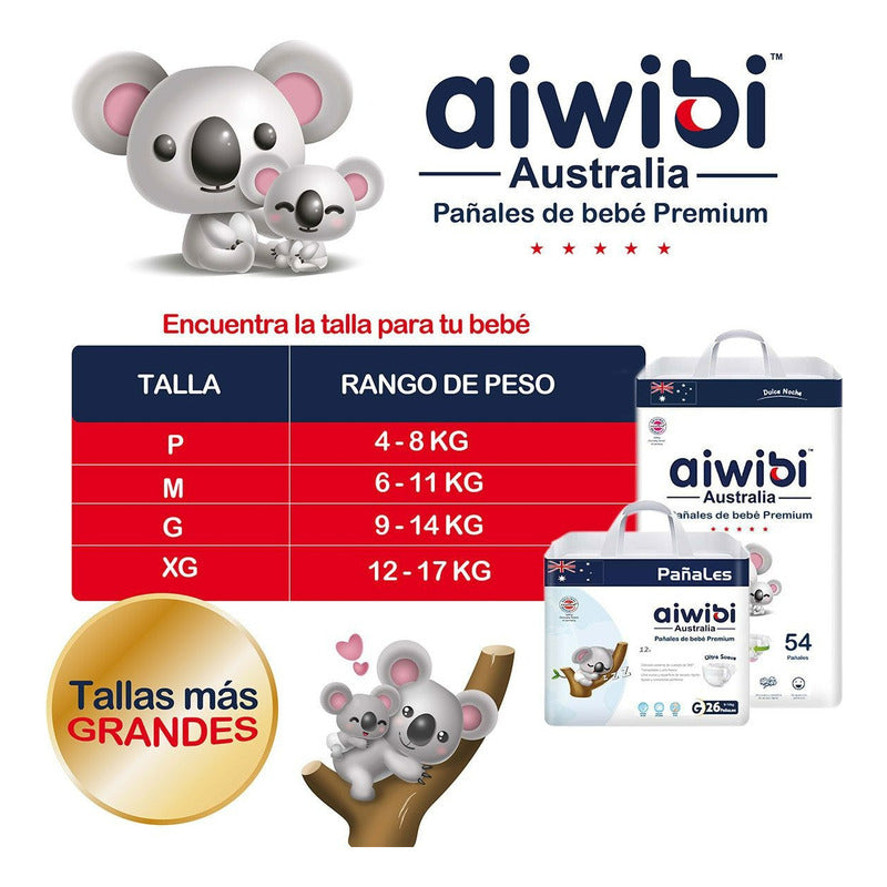 Pañales Premium Aiwibi Ultra Suave M 30 Und Mediano (M)
