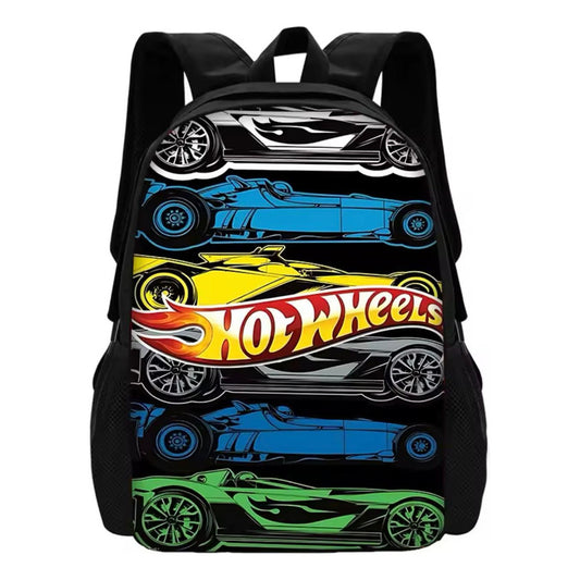 Mochila Escolar + Lonchera + Estuche Autos Niños