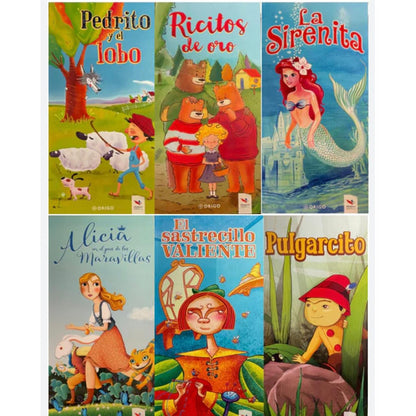 Pack 6 Libros Cuentos Clásicos Ilustrados Tapa Dura Infantil