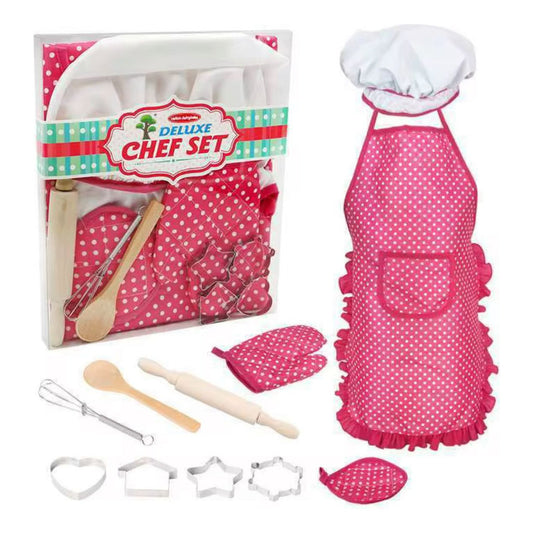 Set De Repostería Y Cocina Con Delantal Juego Niños Rosa