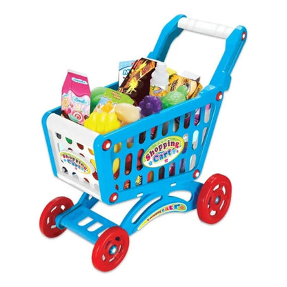 Juego Carrito Supermercado Para Niños Accesorios Juguetes Azul
