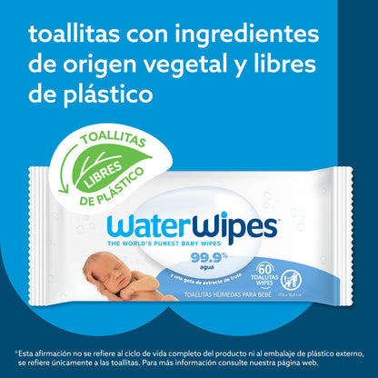 Toallitas Húmedas Waterwipes 99,9% Agua Caja 12x60uns | Recién Nacido Y Piel Sensible