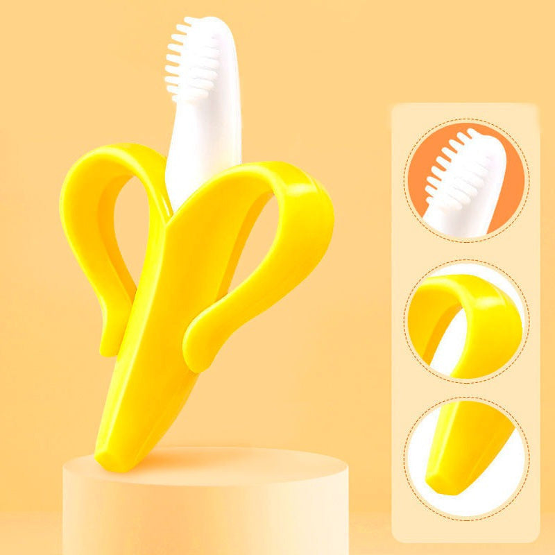 Mordedor Banana De Silicona Para Bebés Con Estuche Color Amarillo