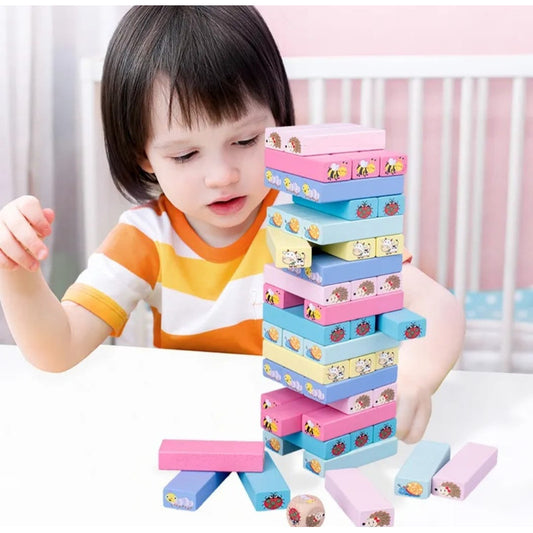 Torre De Juego Estilo Jen-ga Madera Con Reto Niños - Adultos