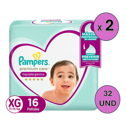 Pañales Pampers Premium Care 32 Und Talla Xg Extra Grande (xg) Sin Género