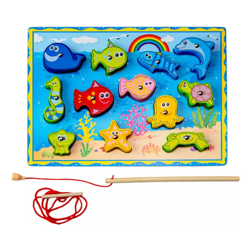 Tabla Encaje + Pesca+ Enhebrar Didáctica Madera Niños