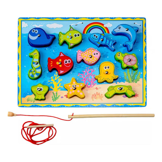 Tabla Encaje + Pesca+ Enhebrar Didáctica Madera Niños