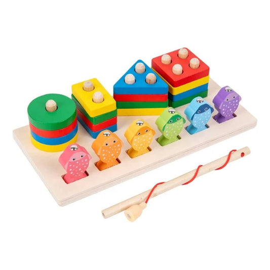 Juego De Pesca Magnetico Y Encaje Juguete De Madera Niños