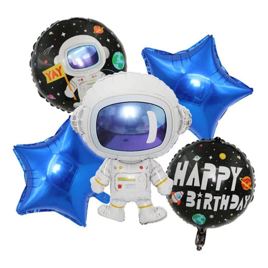 Set Globo Metalizado Cumpleaños Astronauta Espacial Cotillón
