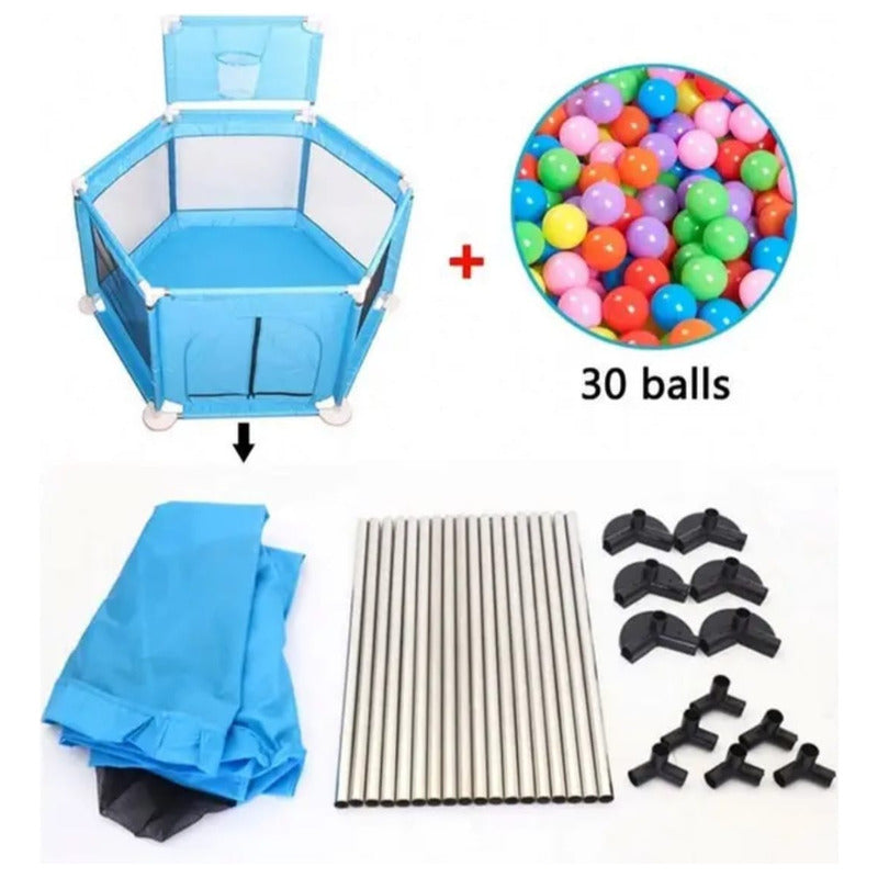 Corral De Juego Seguridad Bebe Con Aro Y Pelotas