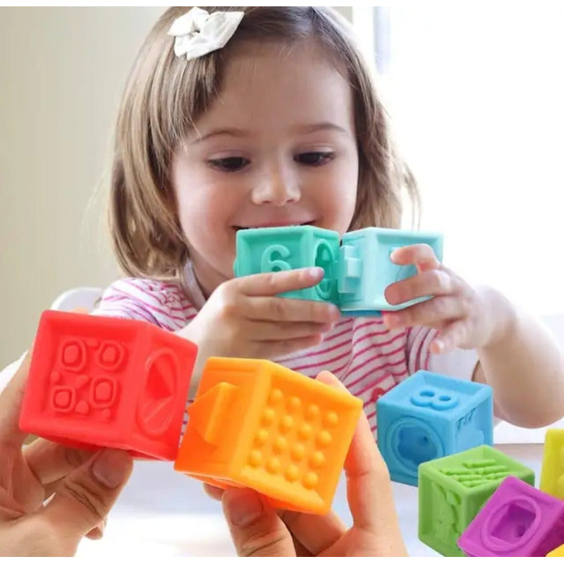 Cubos Bloques Apilables Texturizados Montessori Bebé-niños