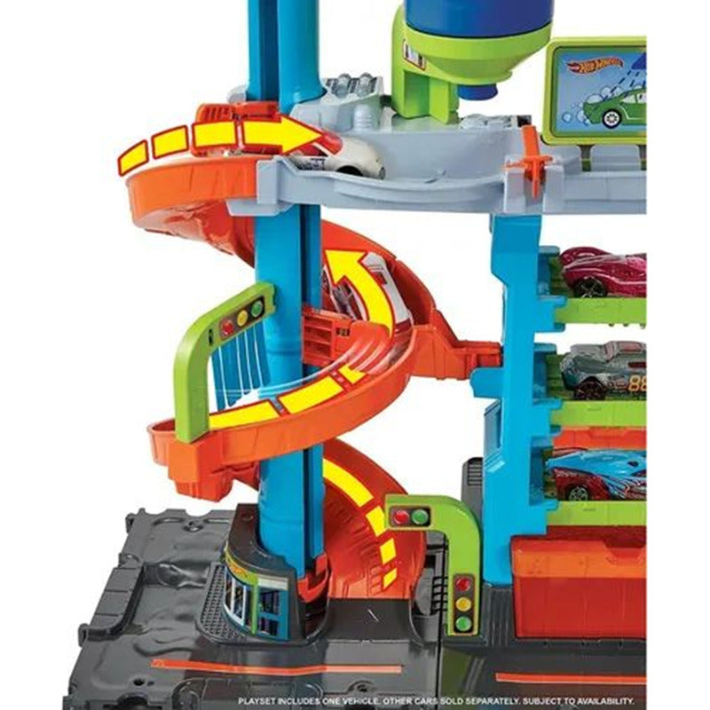 Hot Wheels City Pista De Juguete Autolavado Megatorre Multicolor