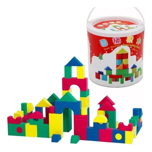 Juego Didáctico Bloques De Construcción Madera Niños
