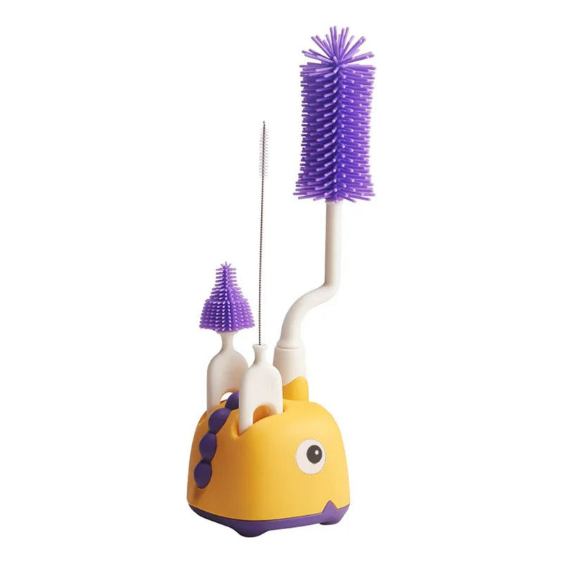 Set Cepillo De Silicona Limpiadores Mamadera Con Escurridor