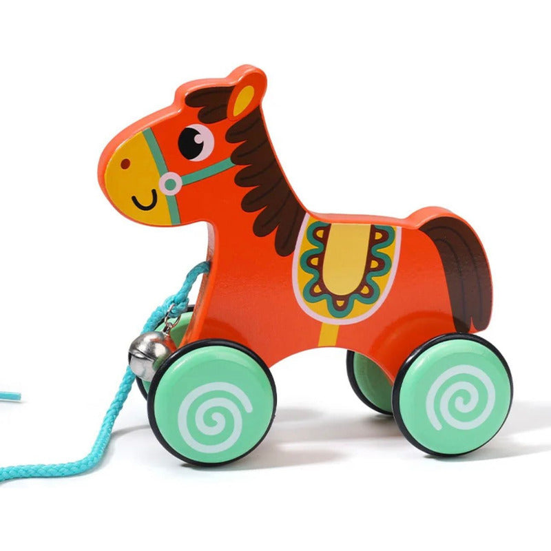 Juguete Animalitos De Arrastre Madera Juego Niños-bebés