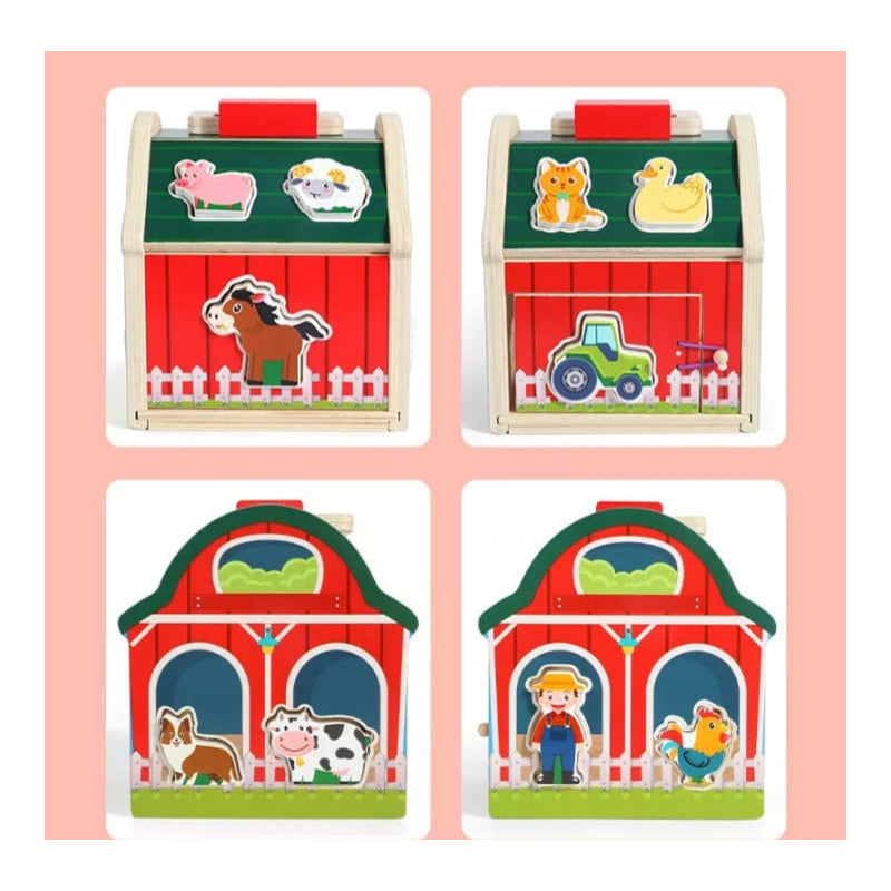 Juguete Encaje Granja Animales De Madera Didáctico Niños