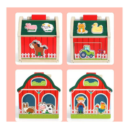 Juguete Encaje Granja Animales De Madera Didáctico Niños
