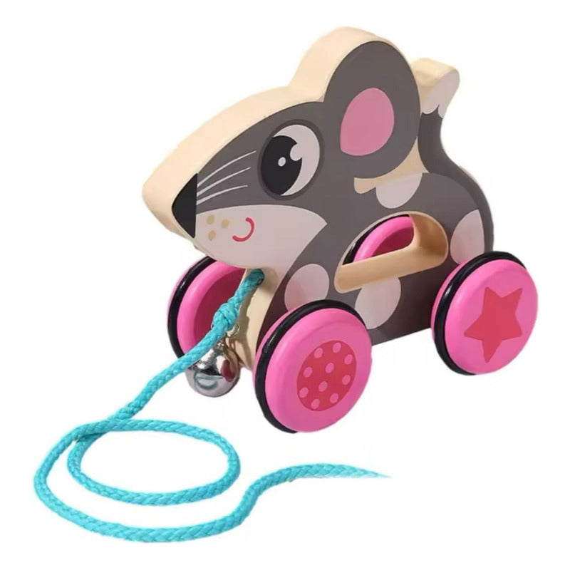 Juguete Animalitos De Arrastre Madera Juego Niños-bebés
