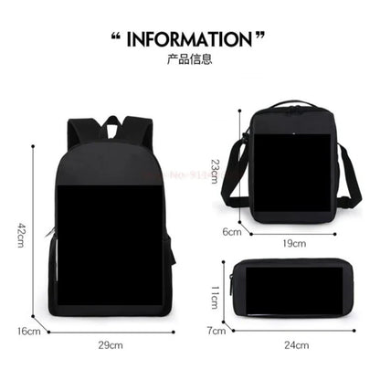 Mochila Escolar + Lonchera + Estuche Autos Niños