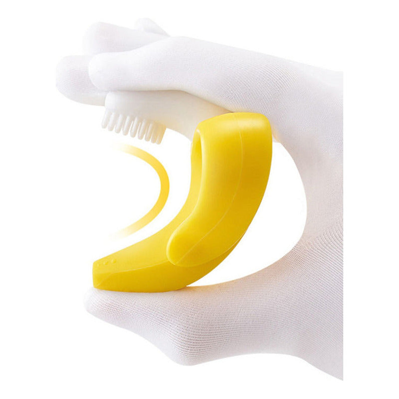 Mordedor Banana De Silicona Para Bebés Con Estuche Color Amarillo